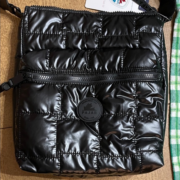 Pajar Handbags - Pajar Shiny Black Quilted Messenger Bag